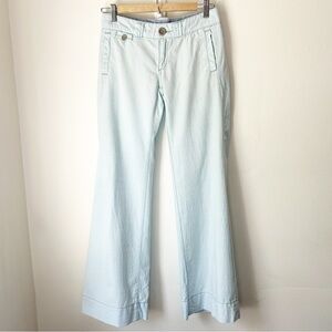 Pilcro Anthropologie Lightweight Cotton Wide Leg Low Rise Pants Blue - Size 25